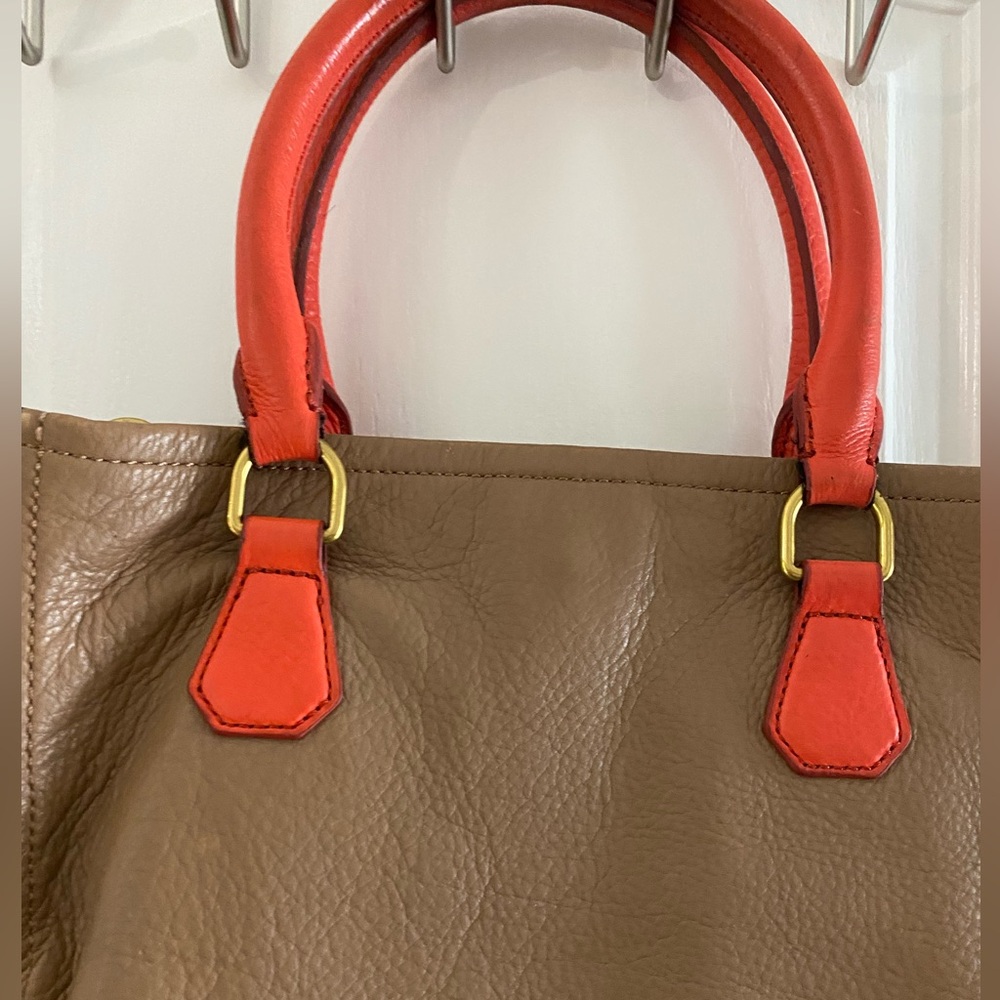 Leather Brown and Orange Women's Work Bag - Picture 6 of 6